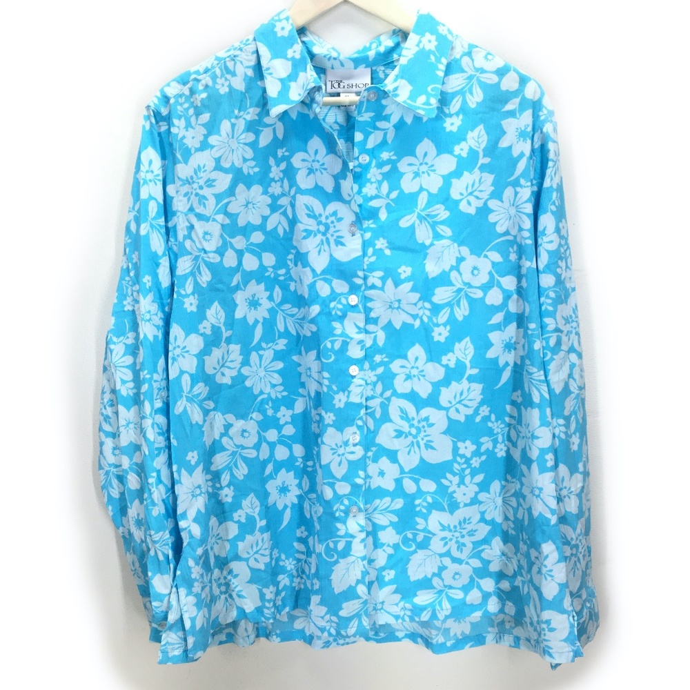 Tog Shop Blue White Button Down Top | Roll Tab